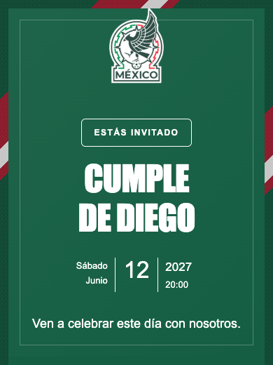 Invitación online Selección de México