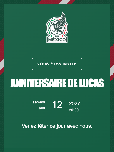Invitation d’anniversaire numérique: Équipe nationale · Mexique