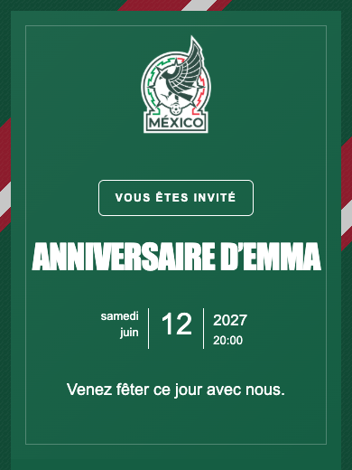 Invitation d’anniversaire numérique: Équipe nationale · Mexique