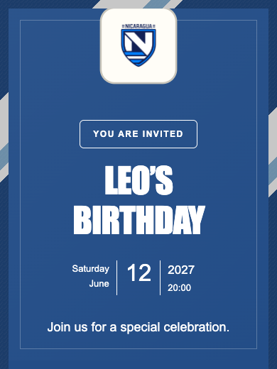 Nicaragua National Team online invitation