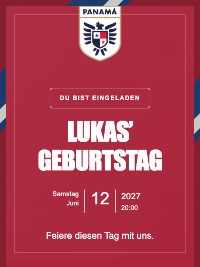 Digitale Geburtstagseinladung: Nationalteam · Panama