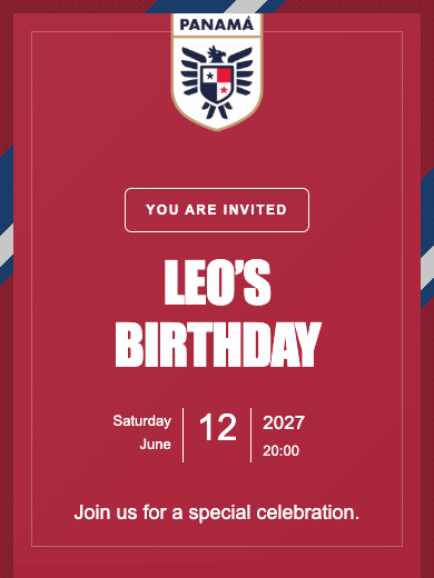 Panama National Team online invitation