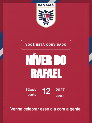 Convite online Seleção Panamá