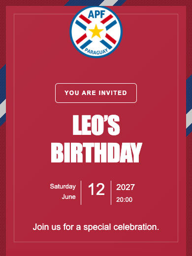 Paraguay National Team online invitation