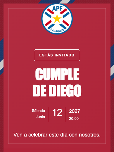 Invitación online Selección de Paraguay