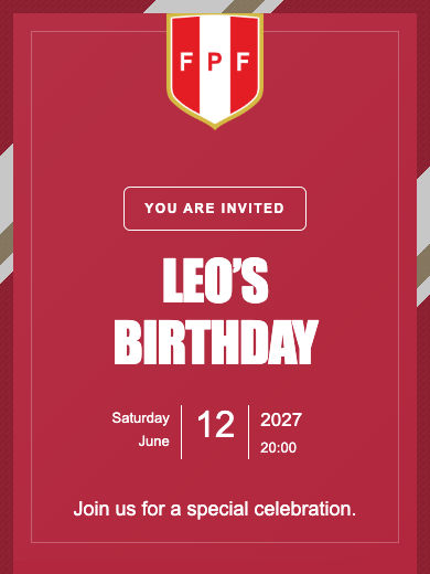 Peru National Team online invitation