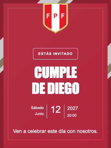 Invitación digital de cumpleaños: Selección de Perú