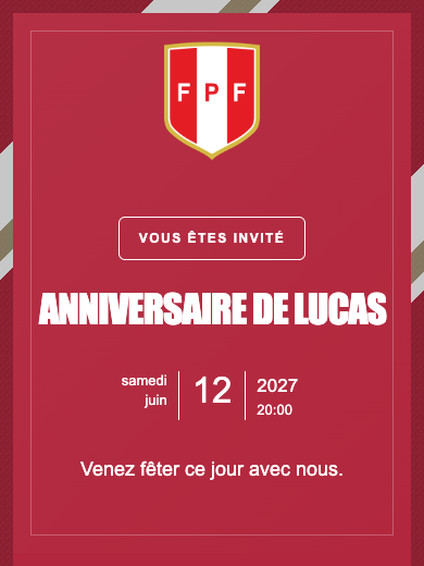 Invitation d’anniversaire numérique: Équipe nationale · Pérou