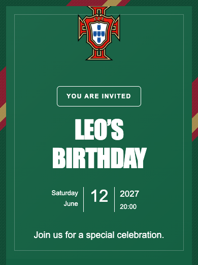 Portugal National Team online invitation