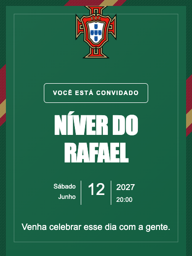 Convite online Seleção Portugal