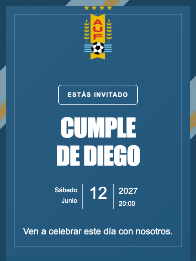 Invitación online Selección de Uruguay