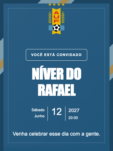 Convite online Seleção Uruguai