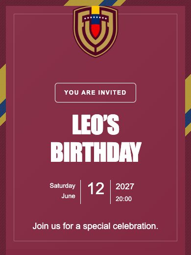 Venezuela National Team online invitation