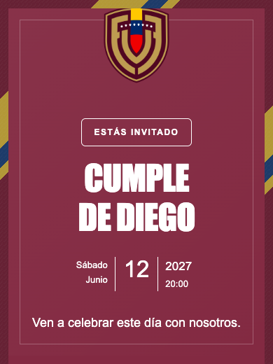 Invitación online Selección de Venezuela