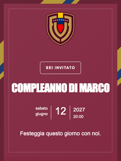 Invito digitale di compleanno: Nazionale · Venezuela