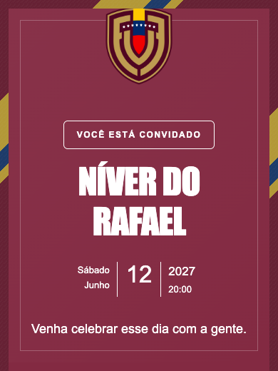 Convite online Seleção Venezuela