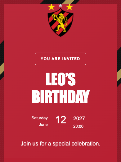 Digital birthday invitation: Sport