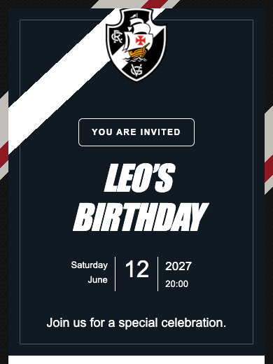 Digital birthday invitation: Vasco
