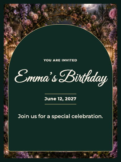 Online invitation: Enchanted Garden