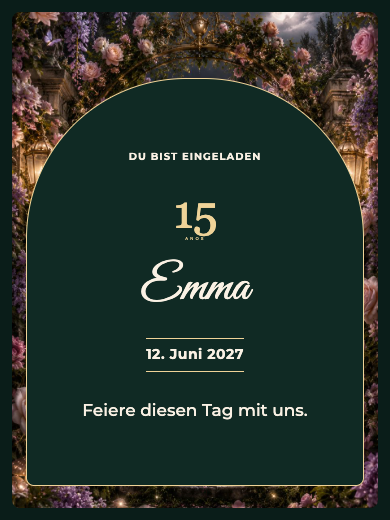 Digitale Einladung zum 15. Geburtstag: Zaubergarten