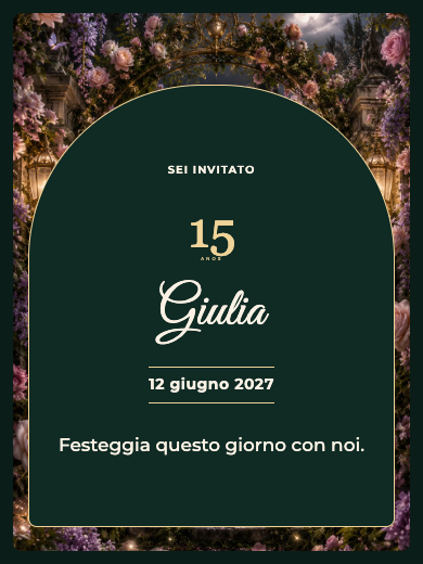 Invito digitale per i 15 anni: Giardino incantato