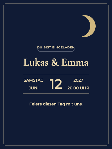 Digitale Einladung zum Hochzeitstag: Sternennacht