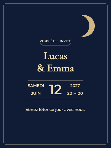 Invitation numérique pour anniversaire de mariage: Nuit étoilée