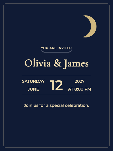 Digital wedding invitation: Starry Night