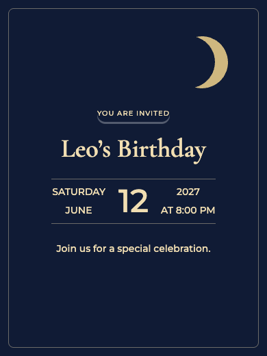 Starry Night online invitation