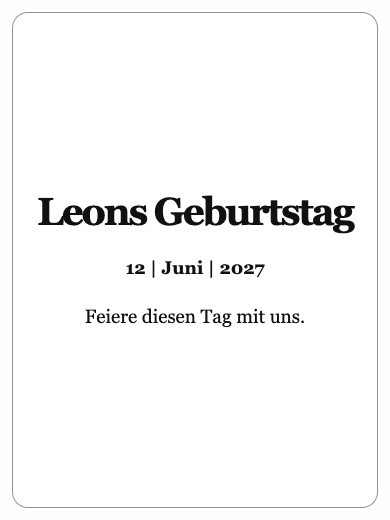 Digitale Geburtstagseinladung: Schlichte Einladung