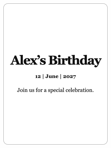 Digital birthday invitation: Simple Invitation