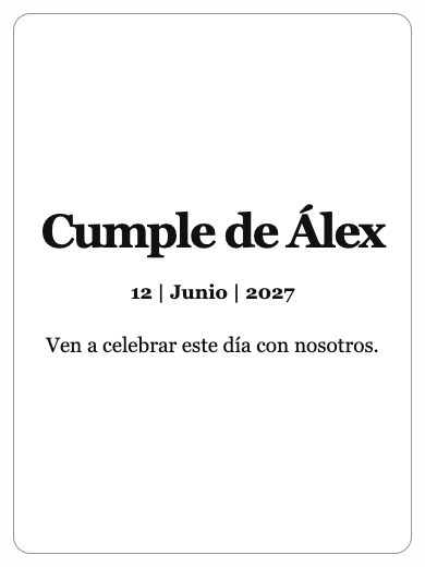Invitación digital de cumpleaños: Invitación Sencilla