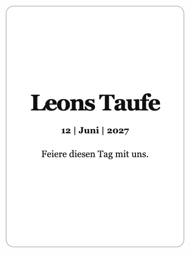 Digitale Taufeinladung: Schlichte Einladung
