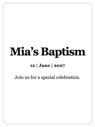 Digital baptism invitation: Simple Invitation