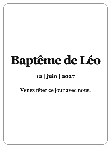 Faire-part de baptême numérique: Invitation simple