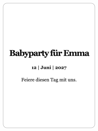 Digitale Einladung zur Babyparty: Schlichte Einladung