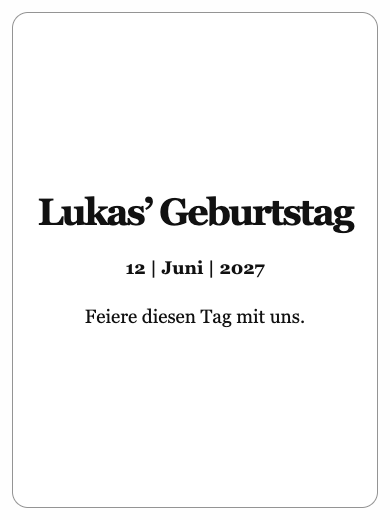 Digitale Geburtstagseinladung: Schlichte Einladung