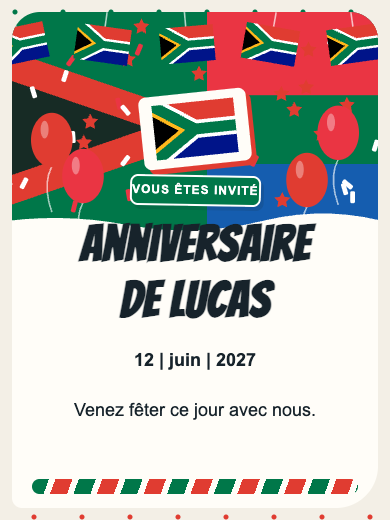 Invitation d’anniversaire numérique: Afrique du Sud