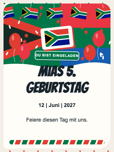 Digitale Geburtstagseinladung: Südafrika