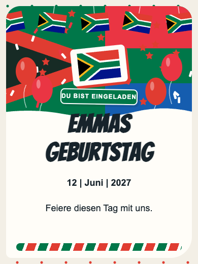 Digitale Geburtstagseinladung: Südafrika