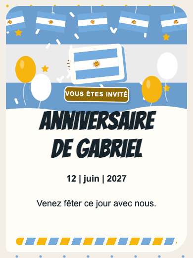 Invitation d’anniversaire numérique: Argentine