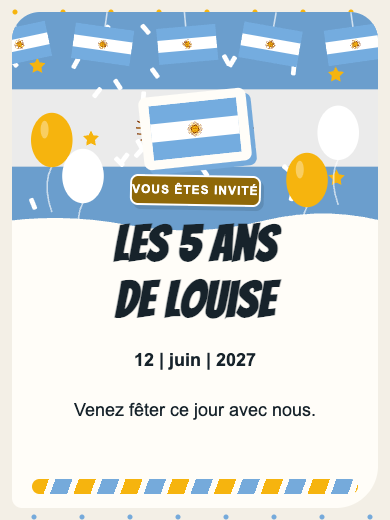 Invitation d’anniversaire numérique: Argentine