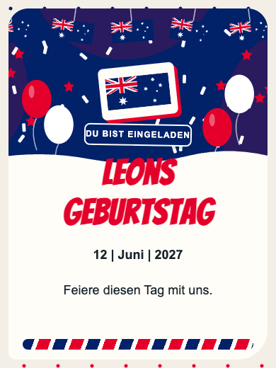 Digitale Geburtstagseinladung: Australien