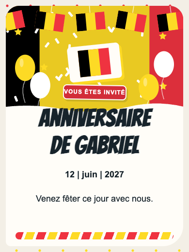 Invitation d’anniversaire numérique: Belgique