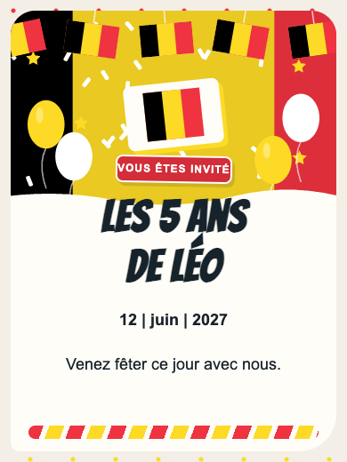 Invitation d’anniversaire numérique: Belgique