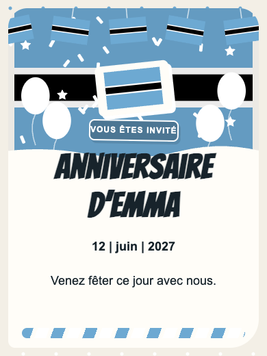 Invitation d’anniversaire numérique: Botswana