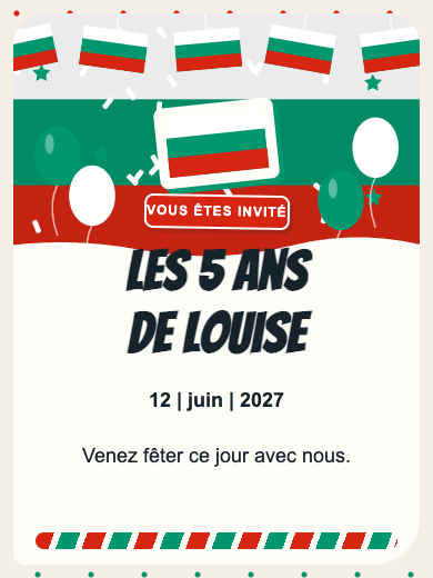Invitation d’anniversaire numérique: Bulgarie