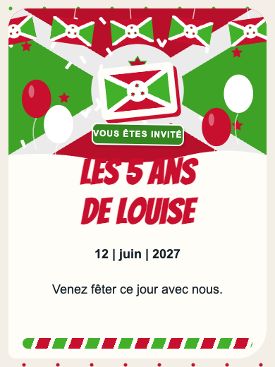 Invitation d’anniversaire numérique: Burundi