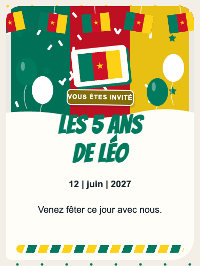 Invitation d’anniversaire numérique: Cameroun