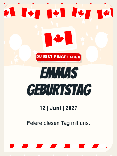 Digitale Geburtstagseinladung: Kanada